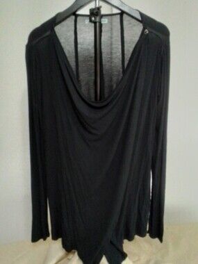 Maurices Black Draped Long-Sleeve Women's Top